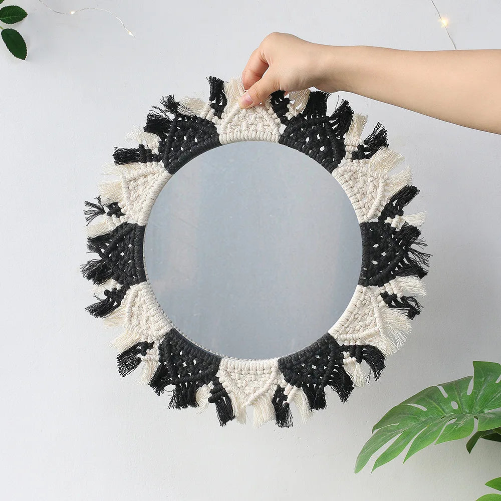 Boho Macrame Wall Mirror β Handmade Hanging Decor for Bedroom & Nursery