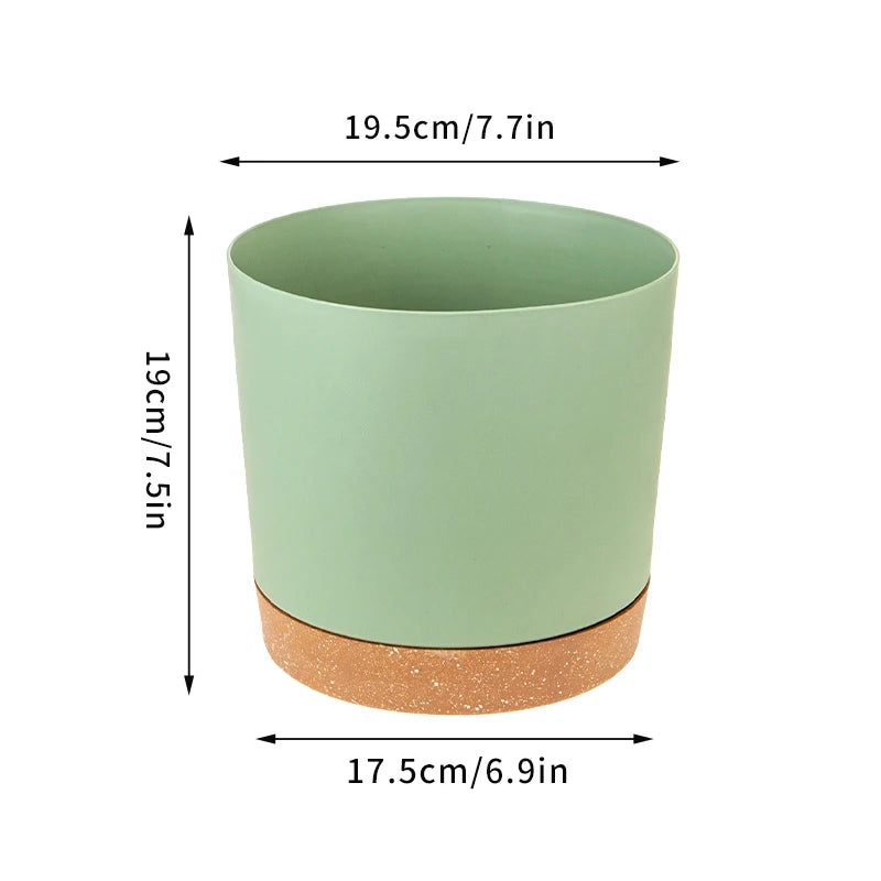 Modern Circular Indoor Plant Pot with Tray – Succulent & Bonsai Planter for Home Decor