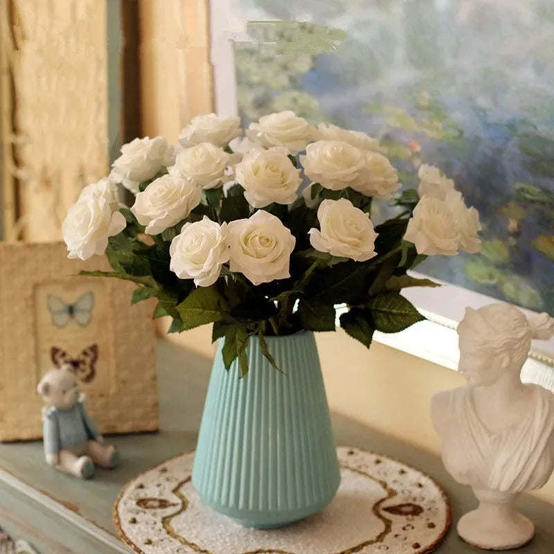 Realistic Artificial Rose Branch (3pcs) – Elegant Faux Flowers for Wedding & Home Decor