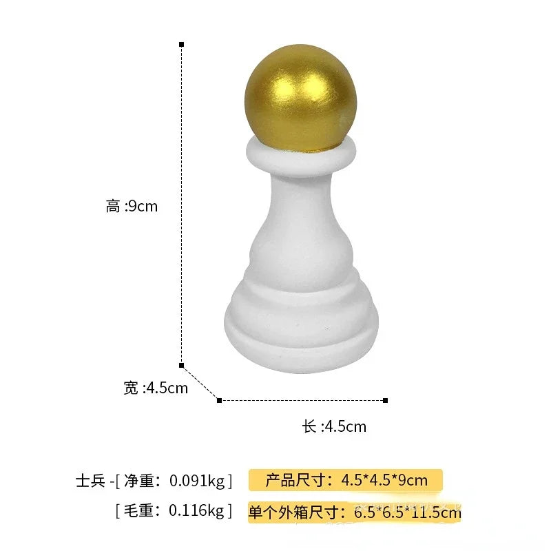 Luxury Resin Chess Figurine Set – King, Queen & Knight Decorative Sculptures for Home & Office