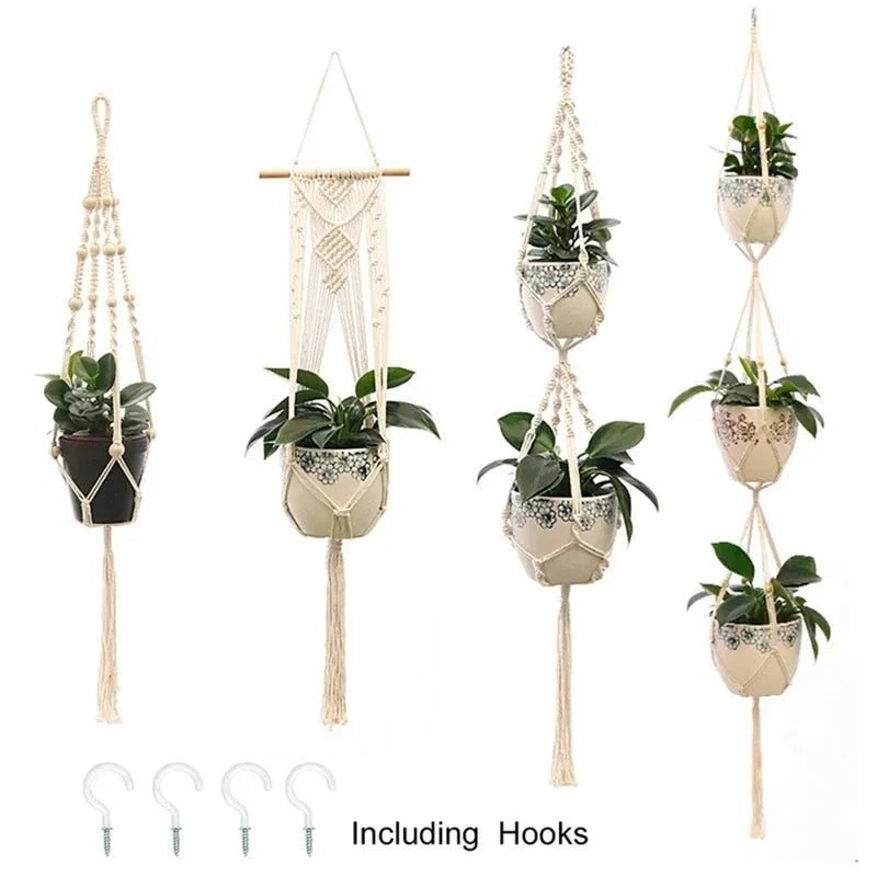 Handmade Macrame Hanging Plant Holder – Boho Flower Pot Hanger for Indoor & Outdoor Decor