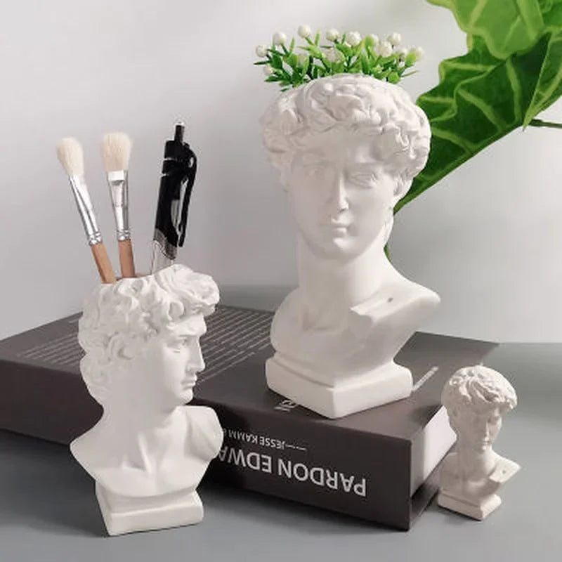 David Sculpture Brush Holder β Artistic Vase for Vanity, Desk or Shelf Decor