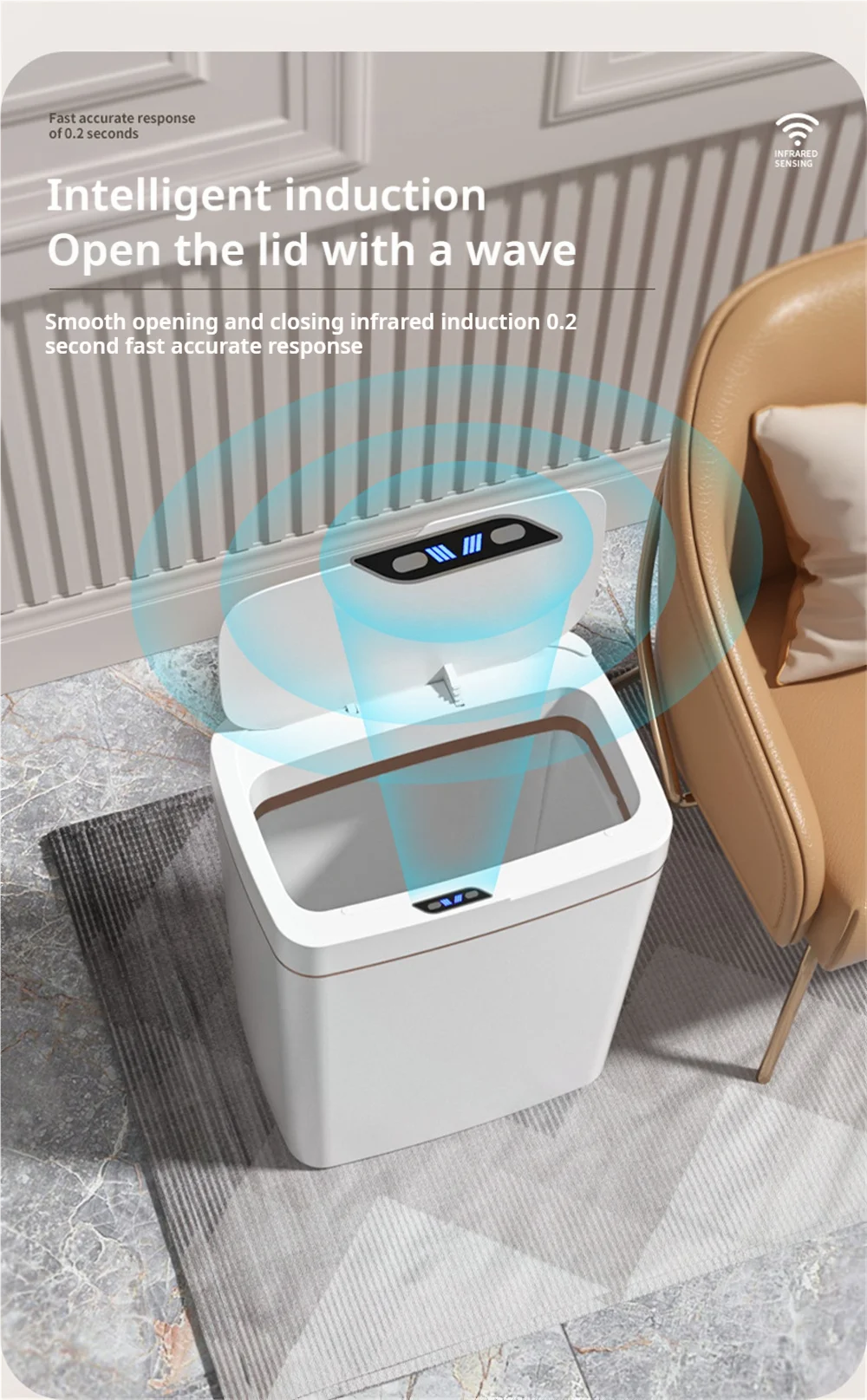 Smart Sensor Bathroom Trash Can – 15L Touchless with Automatic Bagging