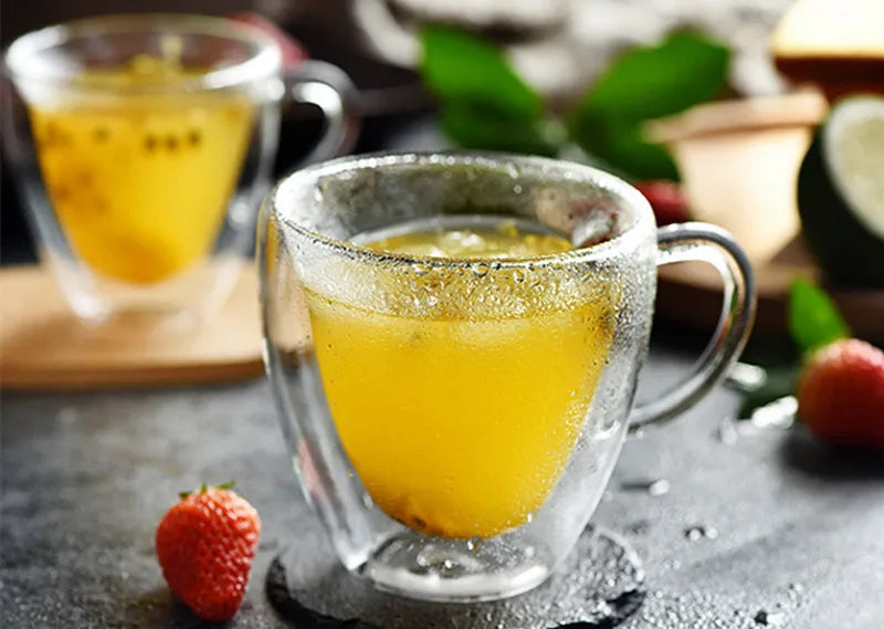Heart-Shaped Double Wall Glass Mug – 250ml Heat-Resistant Lover’s Cup