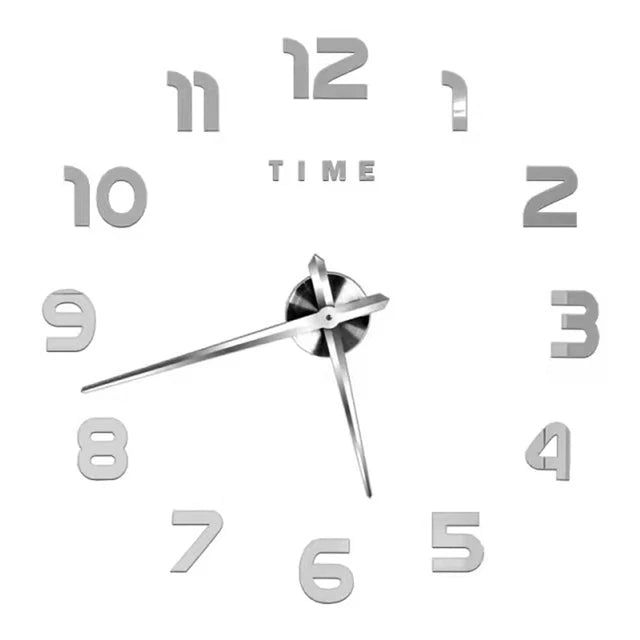 Modern 3D DIY Large Wall Clock – Quartz Acrylic Mirror Sticker Clock for Living Room & Office Décor