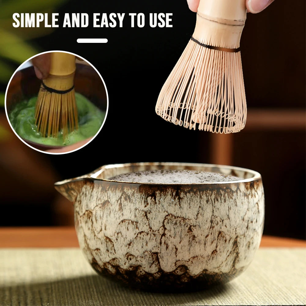 6-Piece Japanese Matcha Tea Ceremony Set – Handmade Ceramic Bowl, Bamboo Whisk, Scoop, Strainer & Gift Box