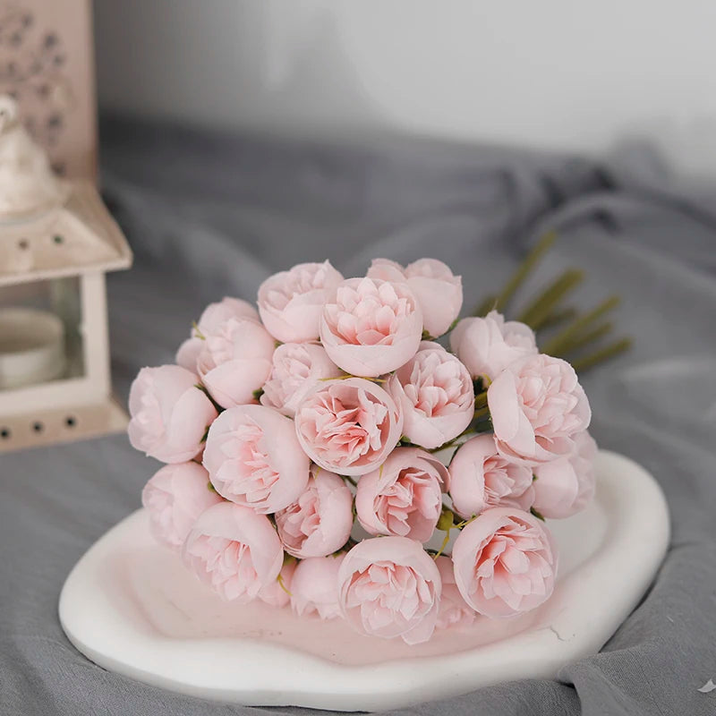 27-Head Artificial Peony Rose Bouquet – Soft Silk Flowers for Vase & Wedding Decor