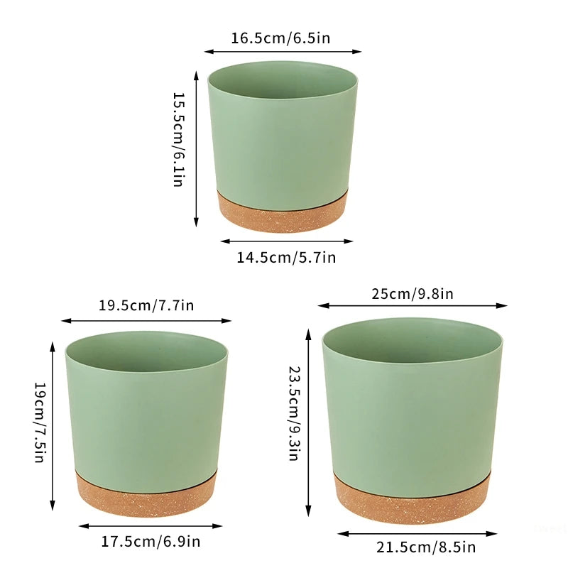 Modern Circular Indoor Plant Pot with Tray – Succulent & Bonsai Planter for Home Decor