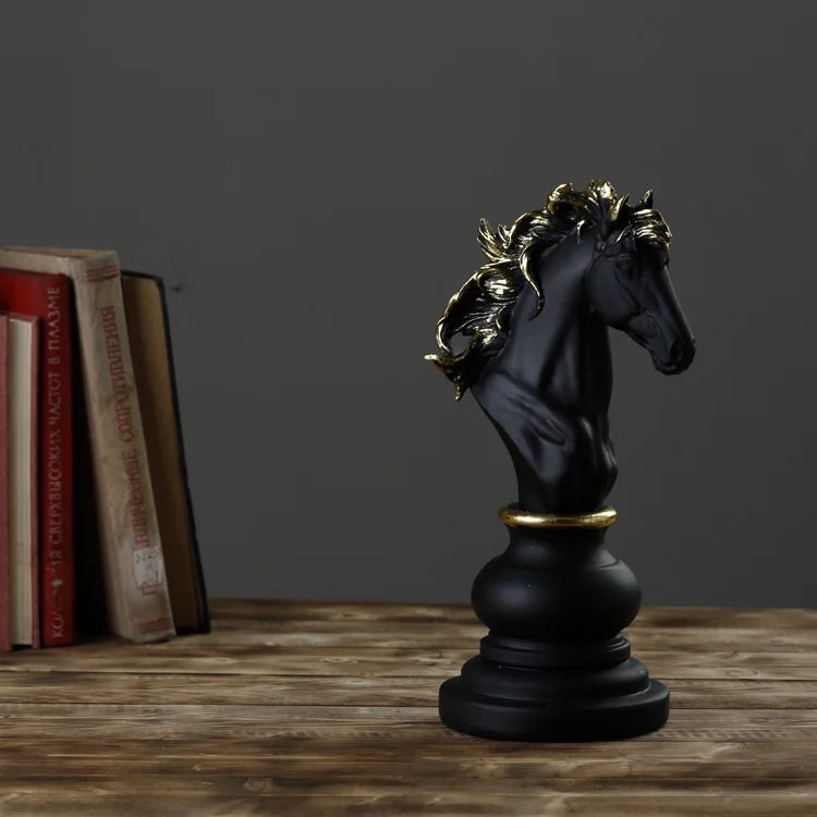 Luxury Resin Chess Figurine Set – King, Queen & Knight Decorative Sculptures for Home & Office