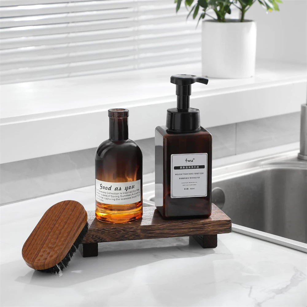 Rustic Wood Pedestal Stand – Small Decorative Riser Tray for Candle, Plant, or Soap Display