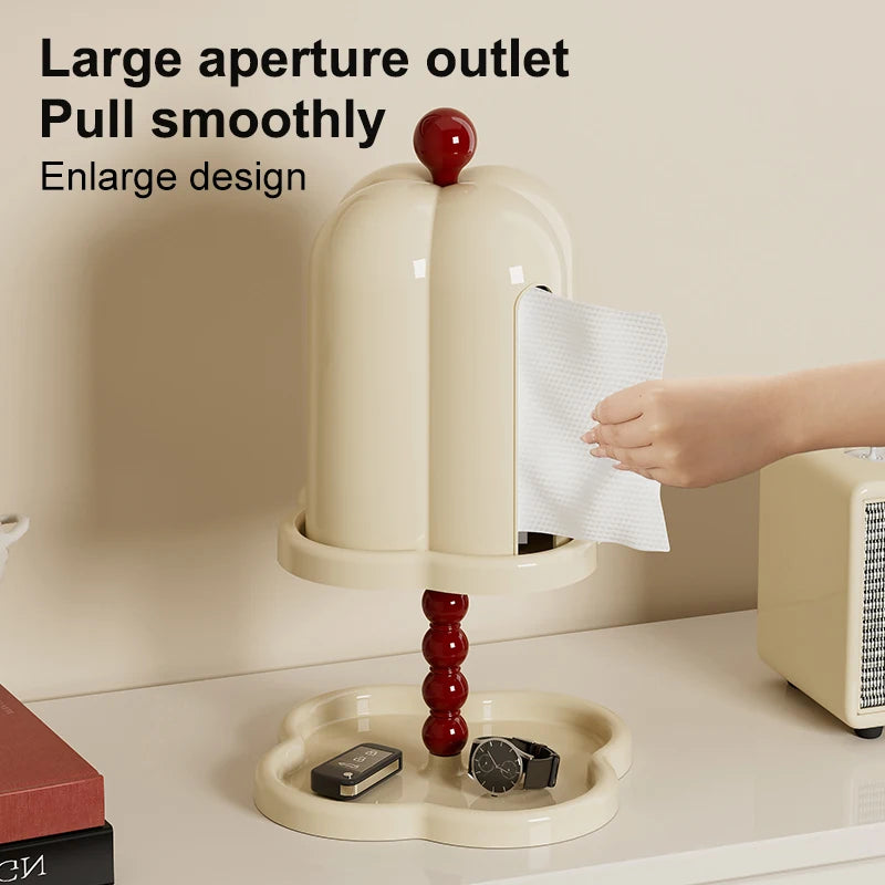 Luxury Retro Tissue Box – French-Inspired Coffee Roll Paper Holder with Tray Organizer