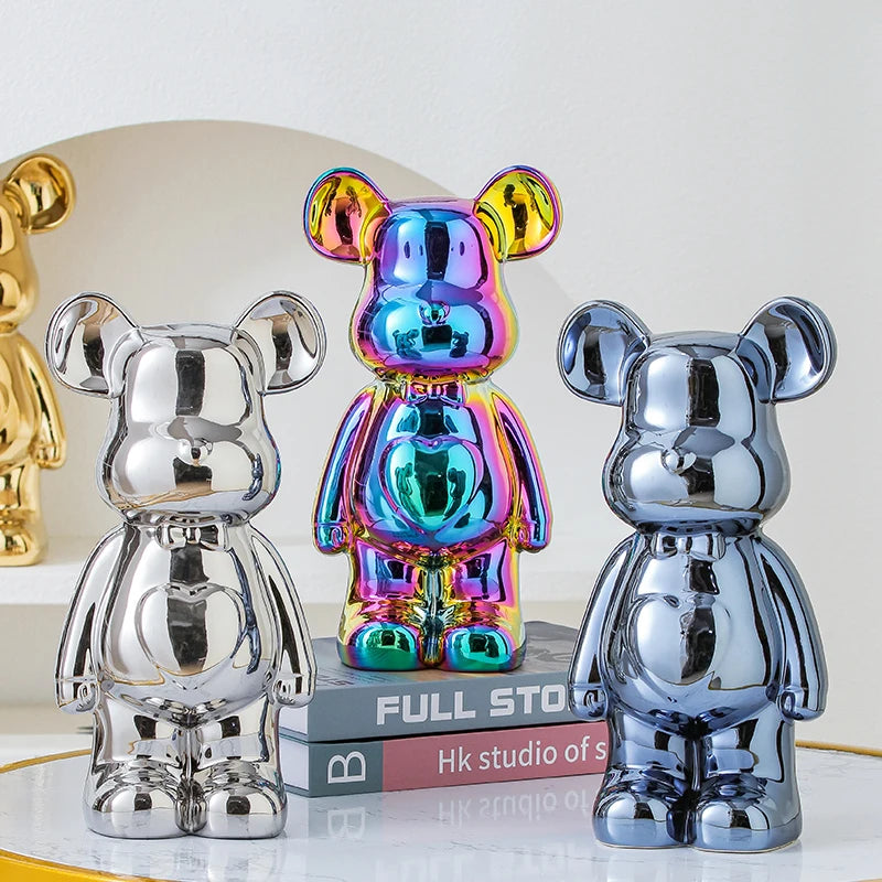 Aesthetic Ceramic Bearbrick Statue – Colorful Modern Home Decor Figure (17/27cm)