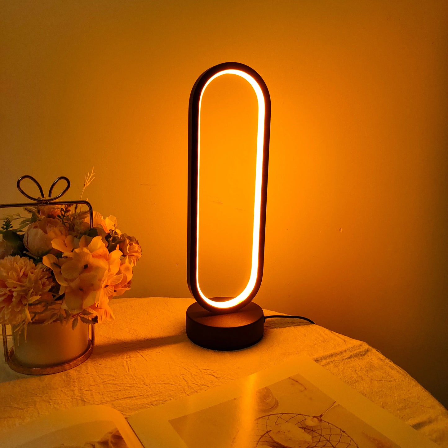 GlowRing LED Table Lamp β Tricolor Dimmable Night Light for Bedroom