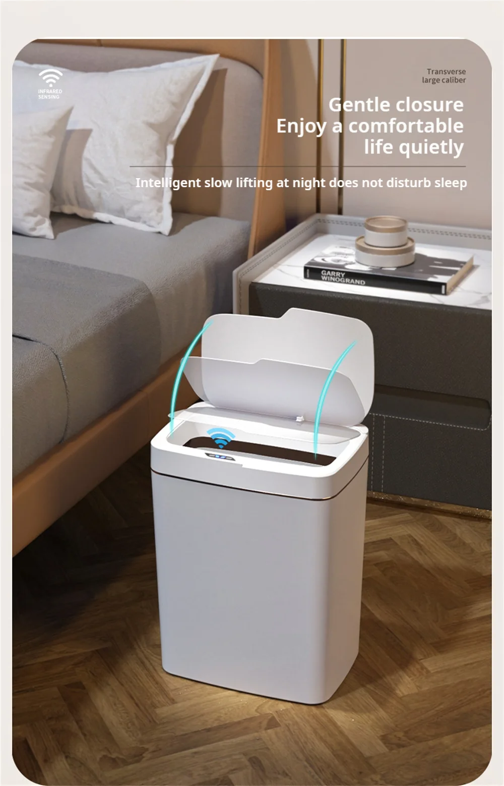 Smart Sensor Bathroom Trash Can – 15L Touchless with Automatic Bagging