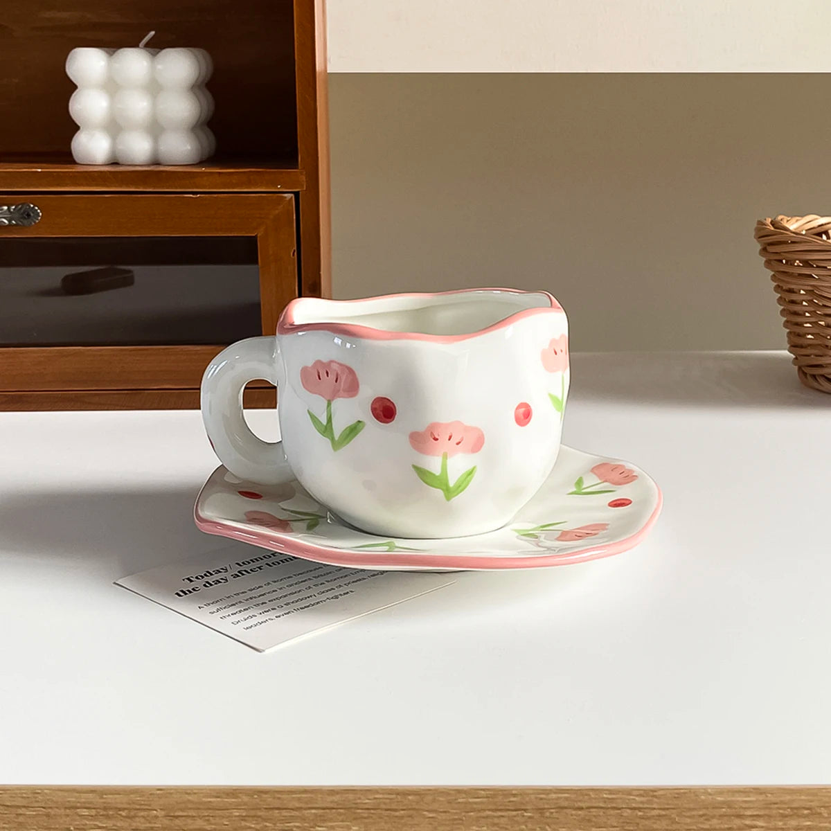 Cloud & Heart Mug Set – Ceramic Cup with Matching Saucer