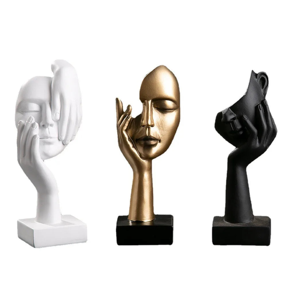 Abstract Resin Face Sculpture – Nordic Style Desktop Art Figurine for Home & Office Decor
