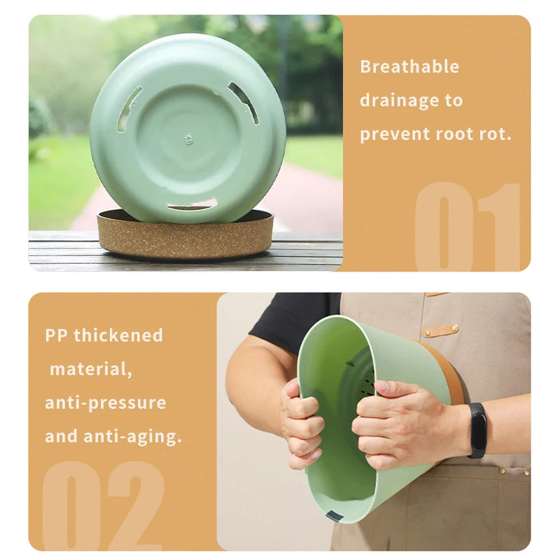 Modern Circular Indoor Plant Pot with Tray – Succulent & Bonsai Planter for Home Decor