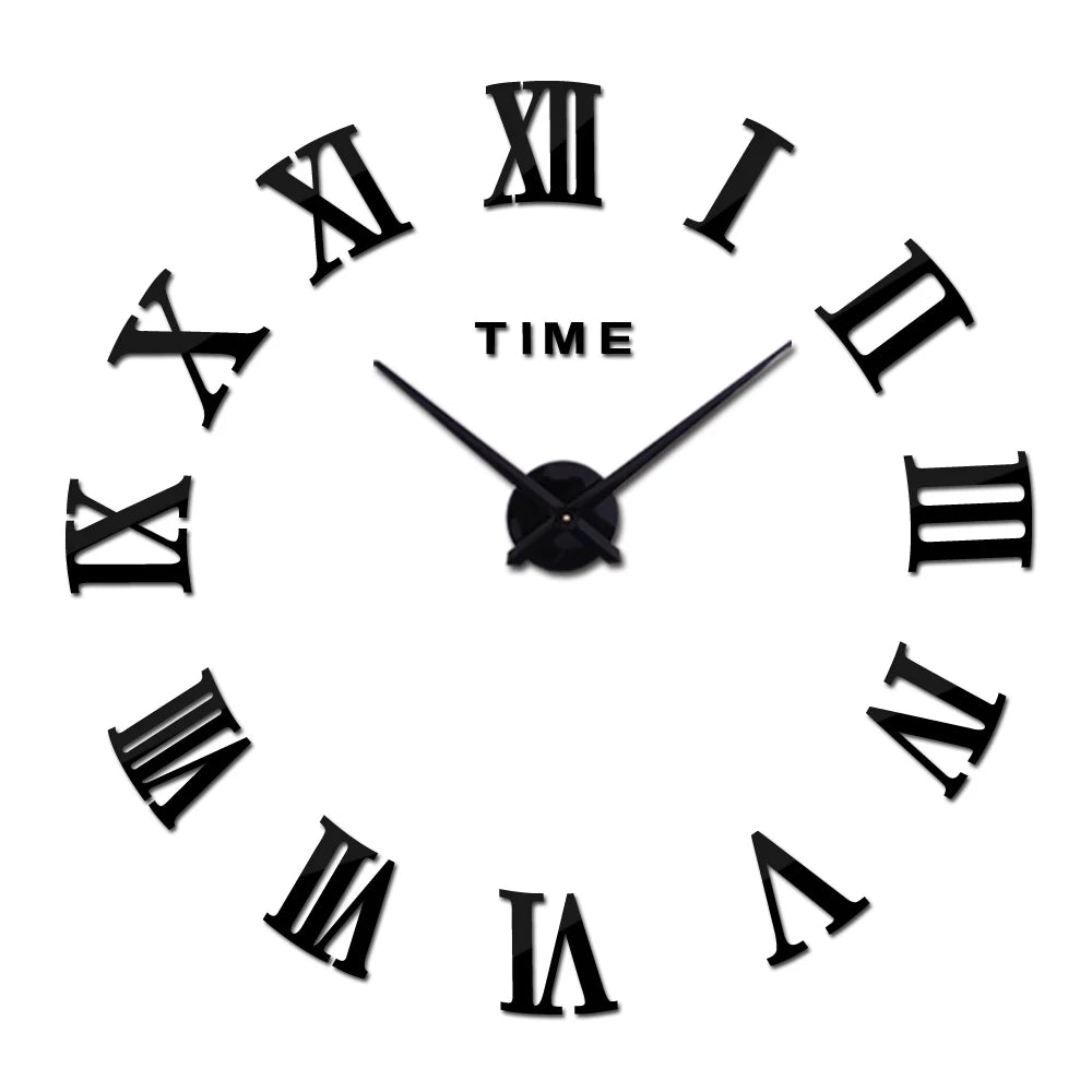 Modern 3D DIY Large Wall Clock – Quartz Acrylic Mirror Sticker Clock for Living Room & Office Décor