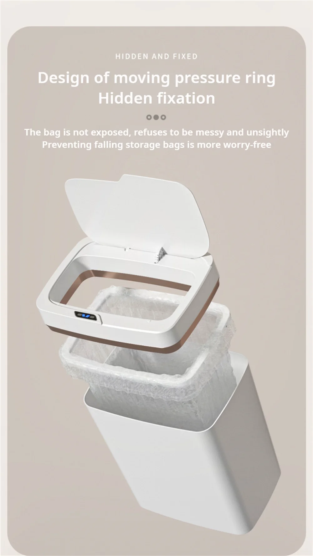Smart Sensor Bathroom Trash Can – 15L Touchless with Automatic Bagging