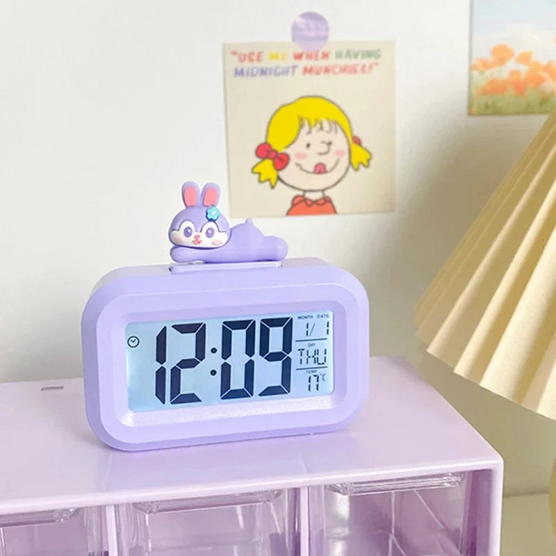 LED Digital Alarm Clock – Cute Cartoon Desk Clock with Night Light