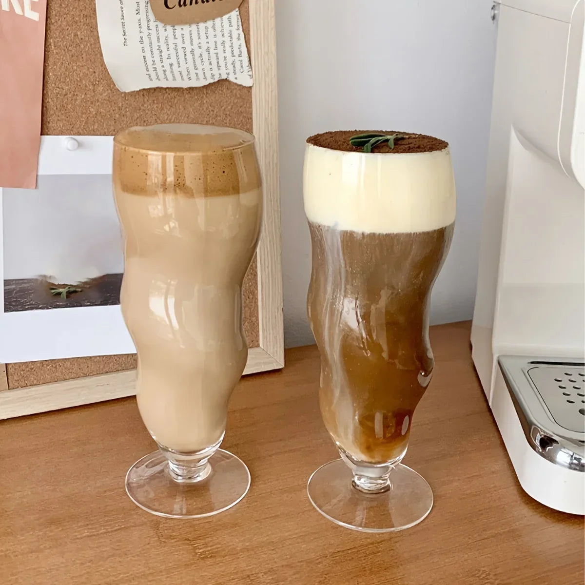 Wavy Curved Glass Tumbler – 510ml Elegant Iced Coffee & Juice Mug