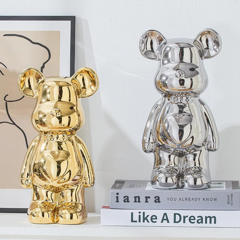 Aesthetic Ceramic Bearbrick Statue – Colorful Modern Home Decor Figure (17/27cm)