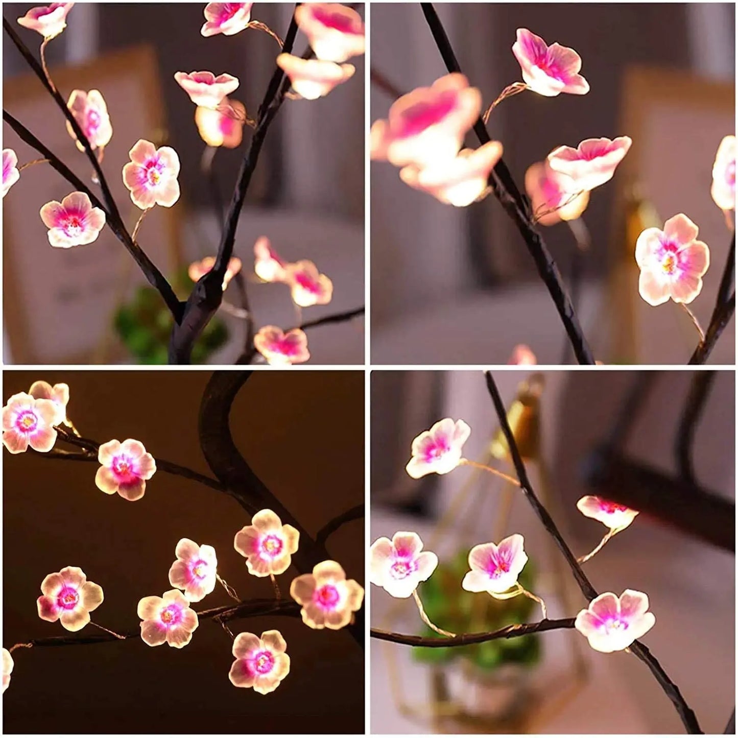 Cherry Blossom LED Bonsai Tree Lamp – Touch Switch Night Light (USB/Battery)