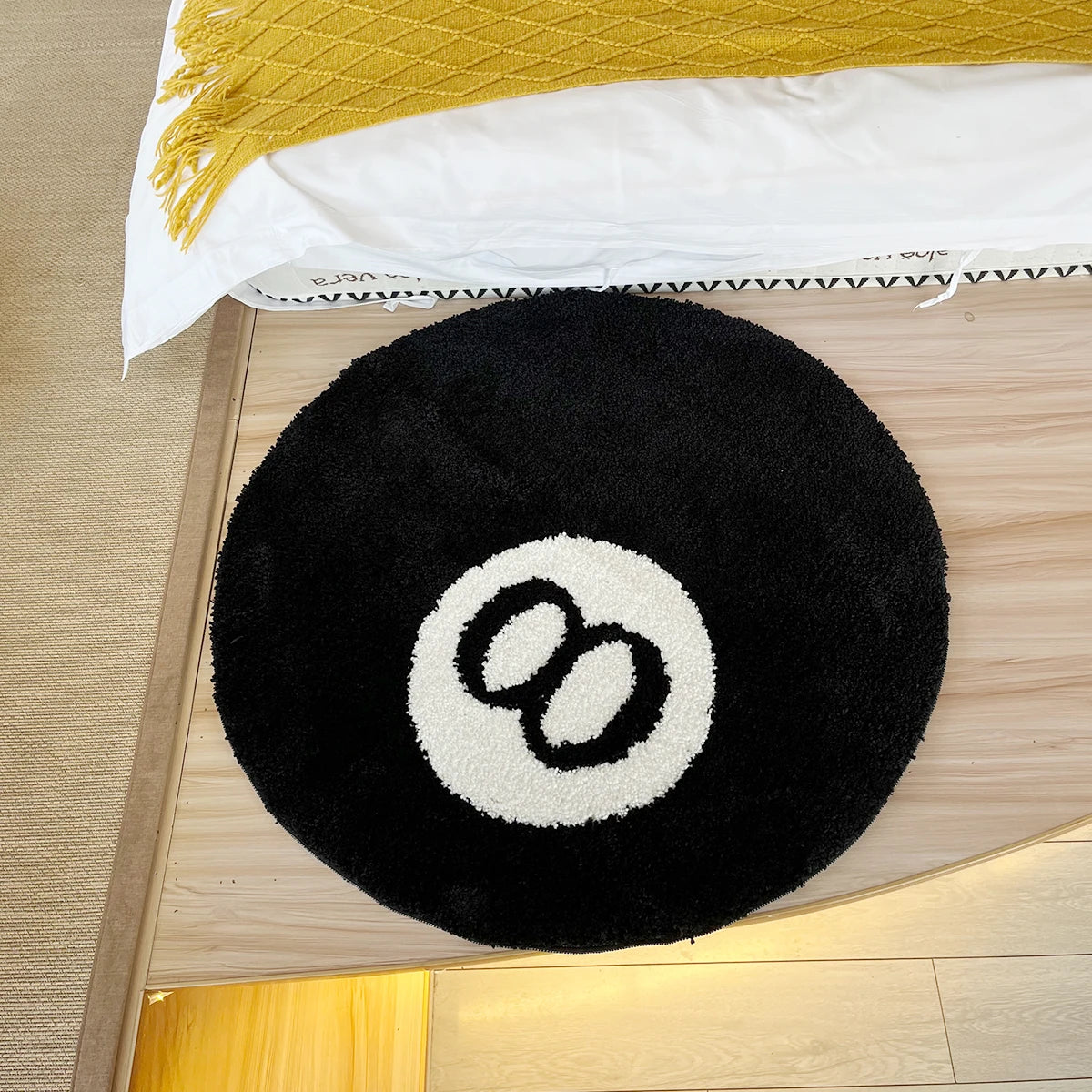 8 Ball Billiards Round Plush Rug β Anti-Slip Soft Carpet for Bedroom or Lounge
