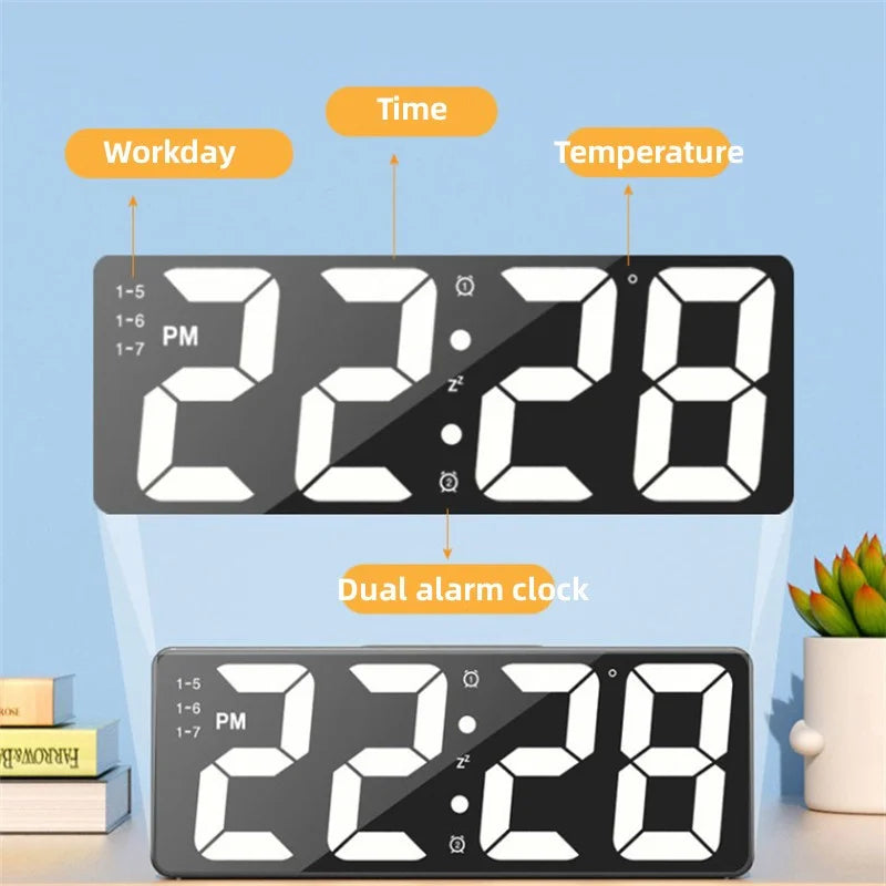 Modern LED Digital Alarm Clock with Temperature Display – Adjustable Brightness & 12/24 Hour Format