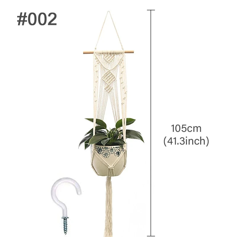 Handmade Macrame Hanging Plant Holder – Boho Flower Pot Hanger for Indoor & Outdoor Decor