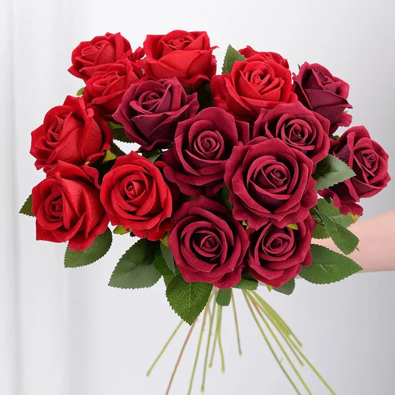 Realistic Artificial Rose Branch (3pcs) – Elegant Faux Flowers for Wedding & Home Decor