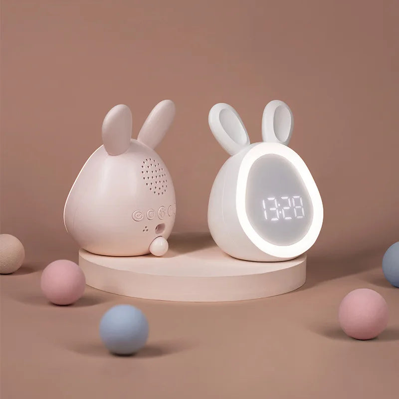 Mini Rabbit LED Alarm Clock – Cute USB Rechargeable Night Light Clock for Kids, Students & Dorm Room