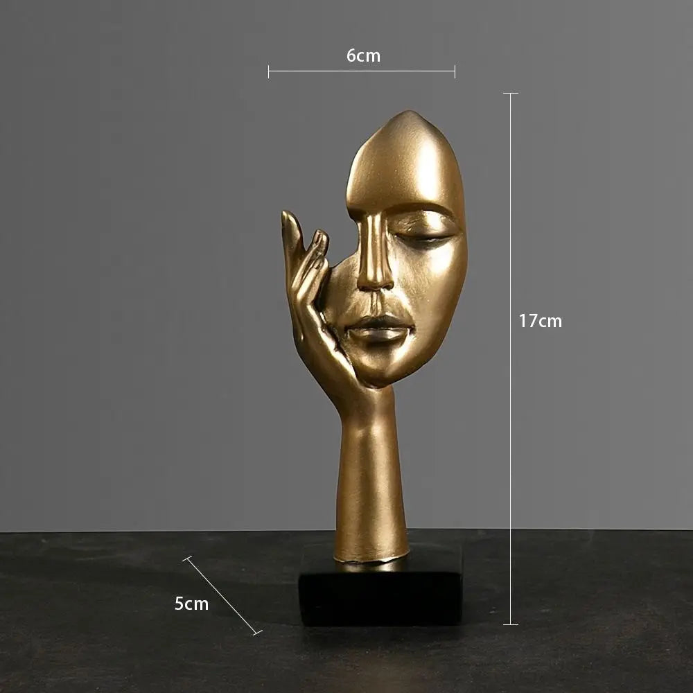 Abstract Resin Face Sculpture – Nordic Style Desktop Art Figurine for Home & Office Decor
