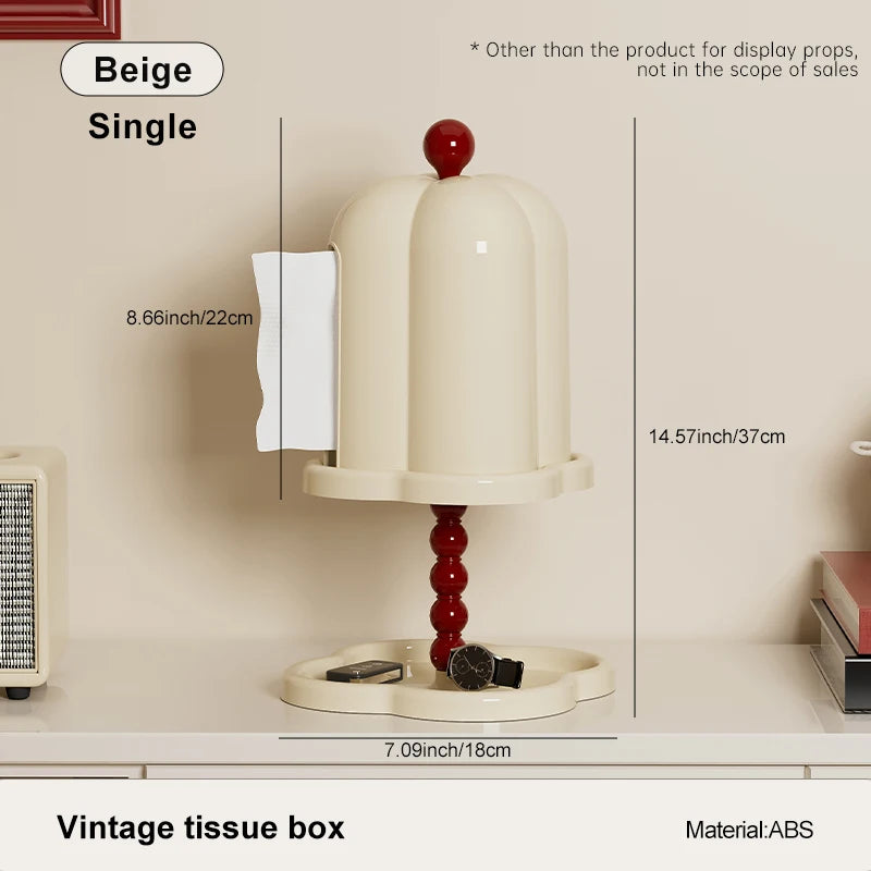 Luxury Retro Tissue Box – French-Inspired Coffee Roll Paper Holder with Tray Organizer