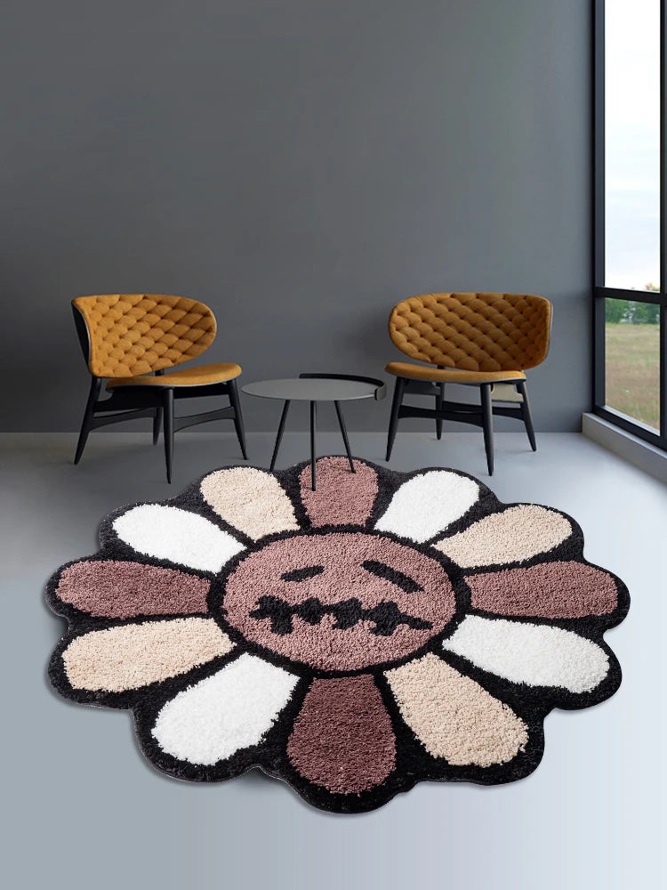 Smiling Flower Tufted Rug – Retro Accent for Cozy Spaces