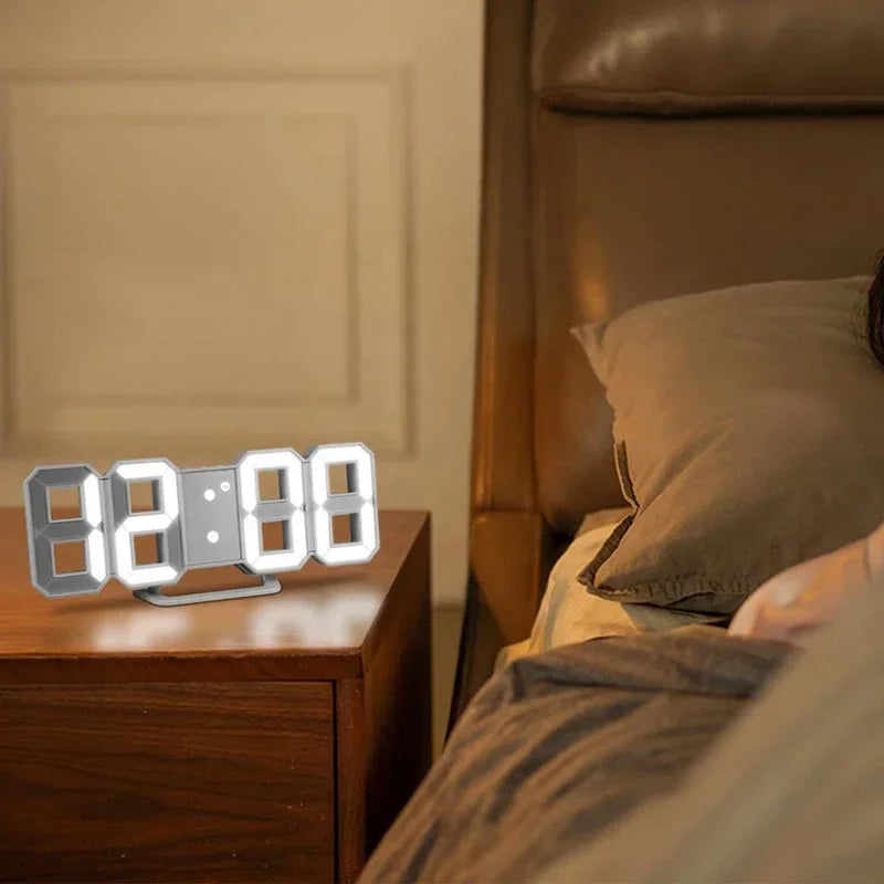 3D LED Digital Alarm Clock with Time, Date & Temperature – Modern Wall & Desk Display