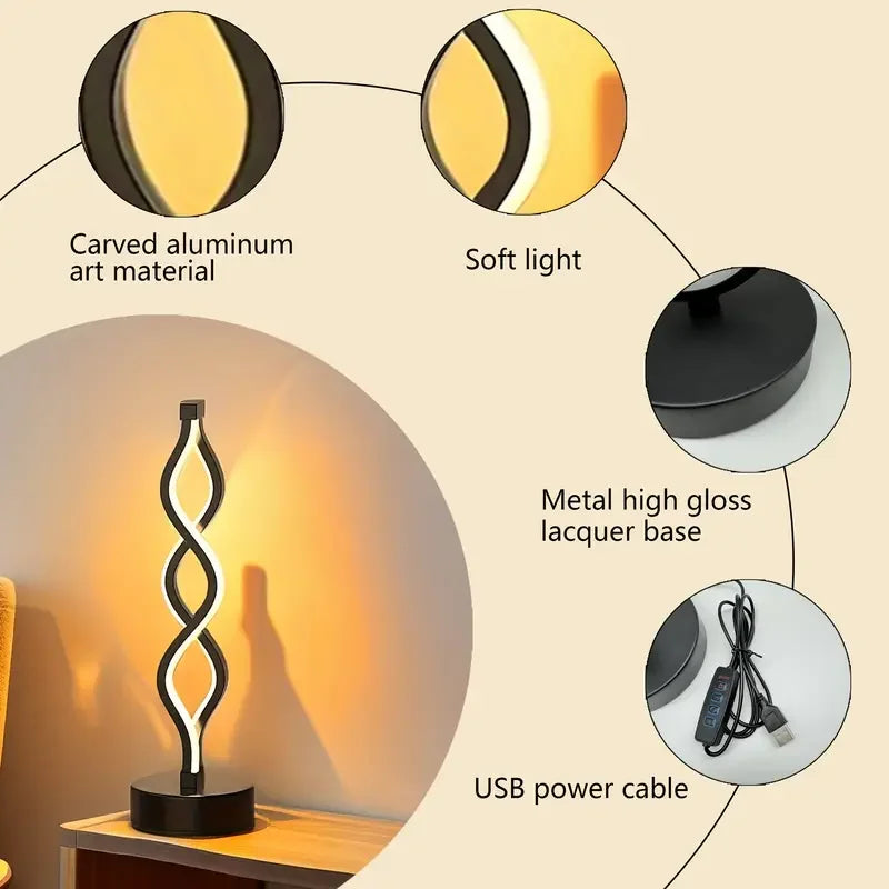 Waveform LED Table Lamp β Modern USB-Powered Light for Cozy Corners