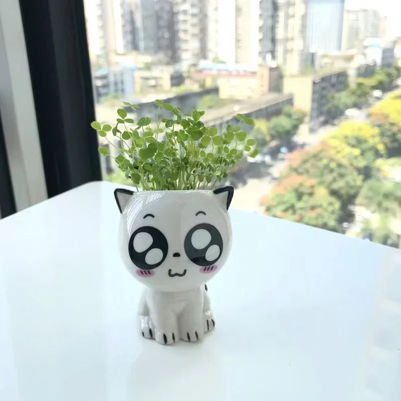 Mini Cat Ceramic Planter – Cute Cartoon Flower Pot for Desktop Decor & Gifting