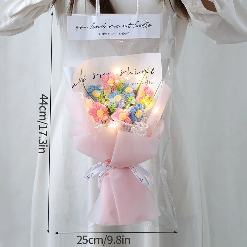 Crochet LED Flower Bouquet – Handmade Graduation & Wedding Gift