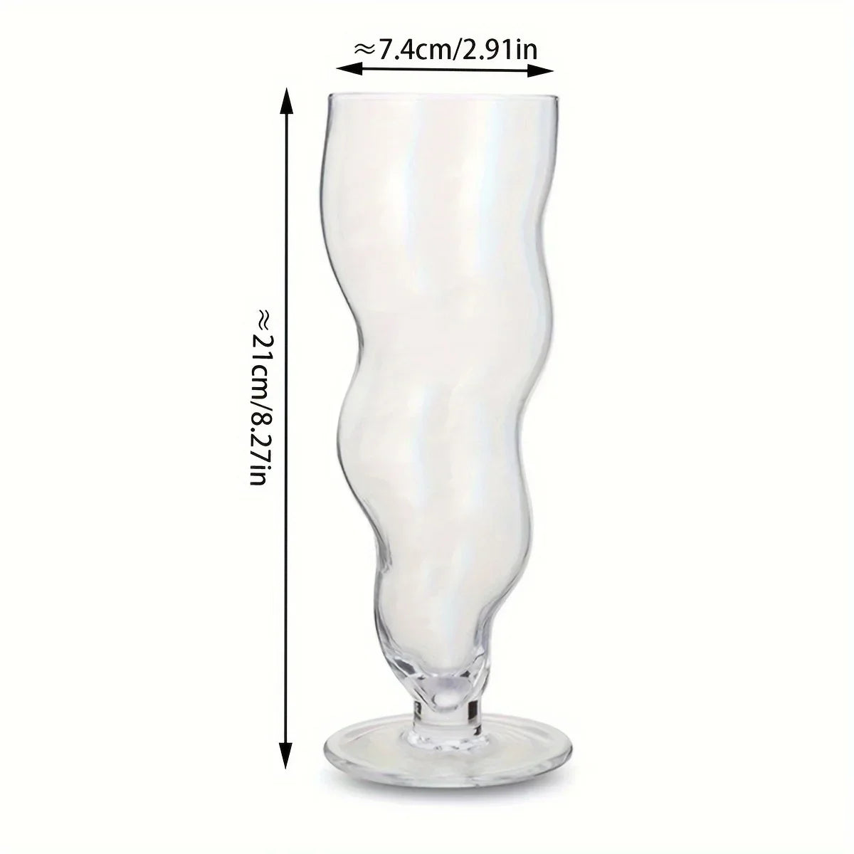 Wavy Curved Glass Tumbler – 510ml Elegant Iced Coffee & Juice Mug