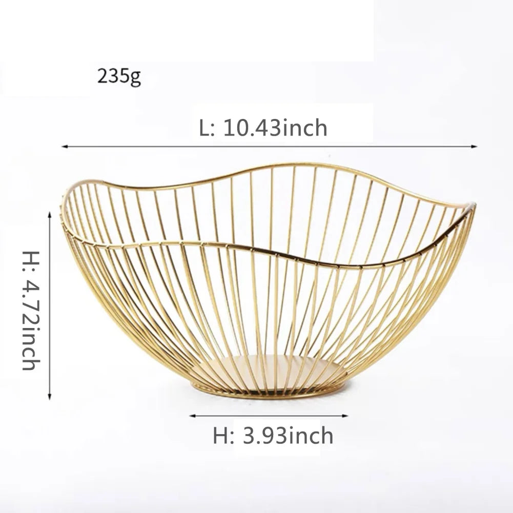 Sleek Wire Fruit Bowl – Gold & Black Iron Basket for Kitchen, Dining & Coffee Table