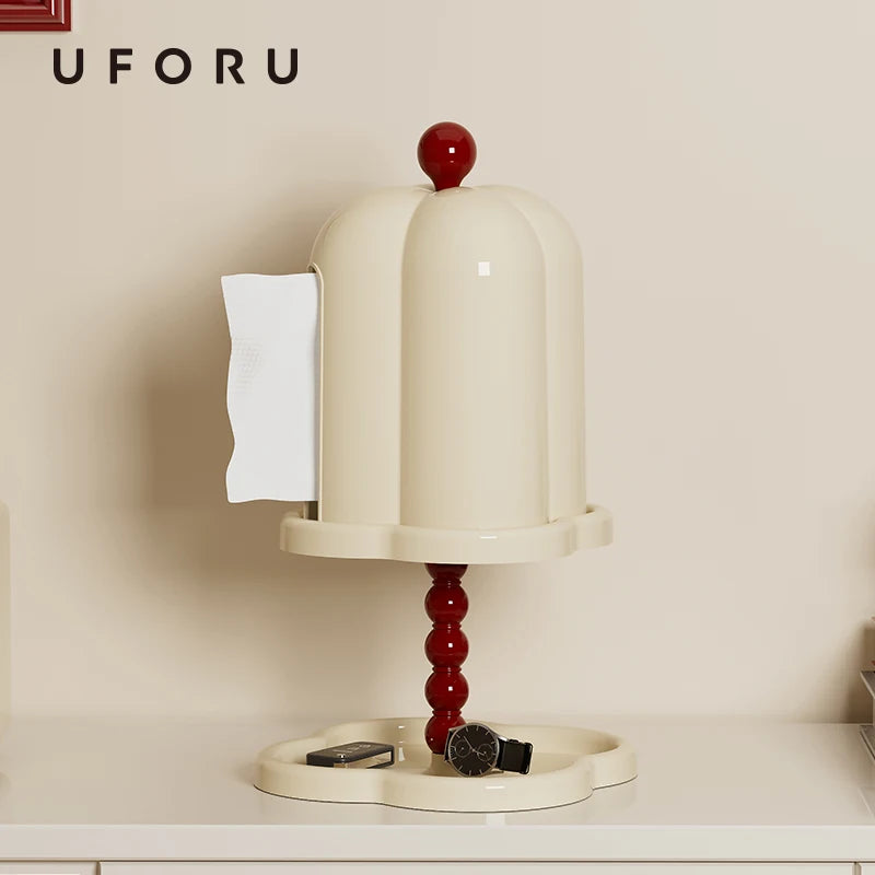 Luxury Retro Tissue Box – French-Inspired Coffee Roll Paper Holder with Tray Organizer
