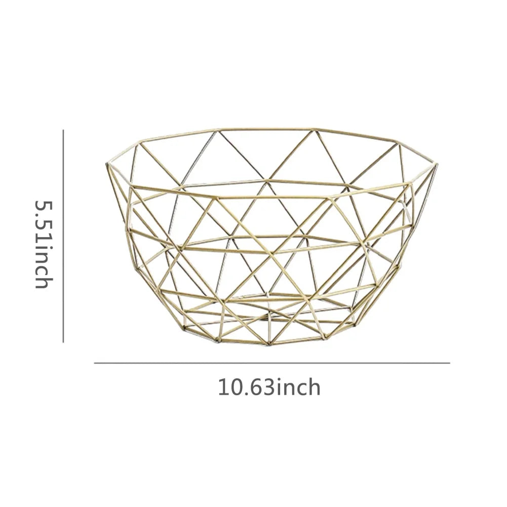 Sleek Wire Fruit Bowl – Gold & Black Iron Basket for Kitchen, Dining & Coffee Table