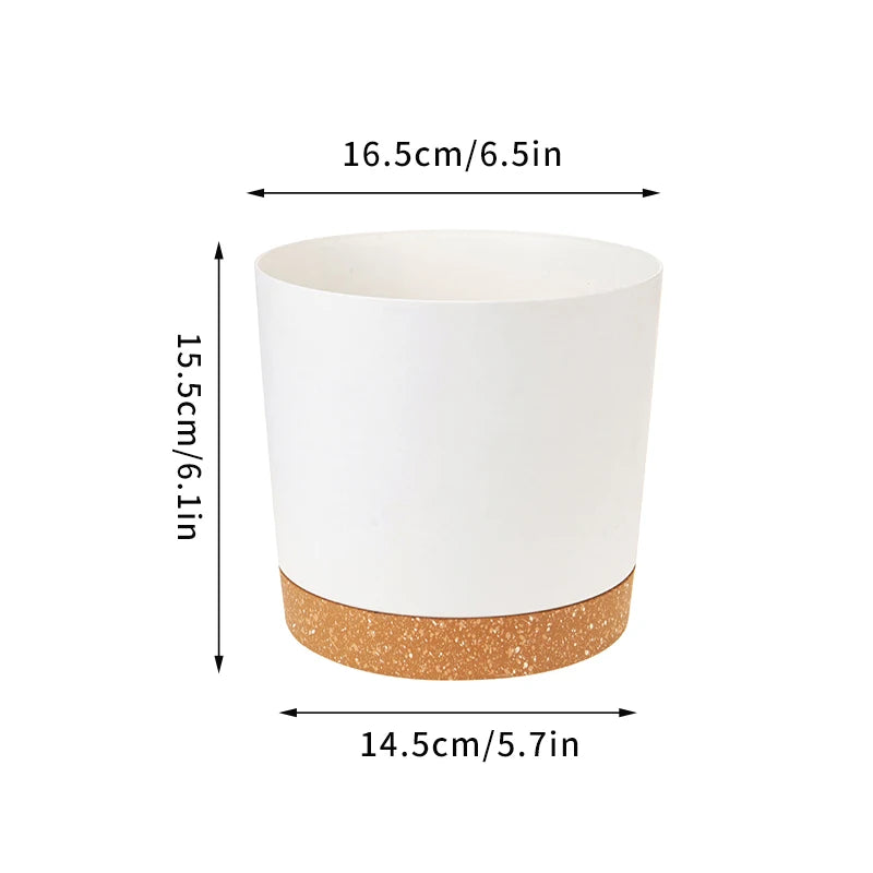 Modern Circular Indoor Plant Pot with Tray – Succulent & Bonsai Planter for Home Decor