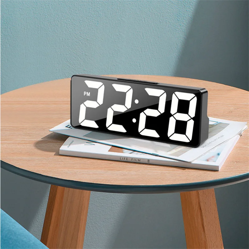 Modern LED Digital Alarm Clock with Temperature Display – Adjustable Brightness & 12/24 Hour Format