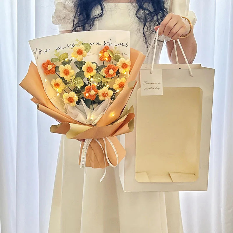 Crochet LED Flower Bouquet – Handmade Graduation & Wedding Gift