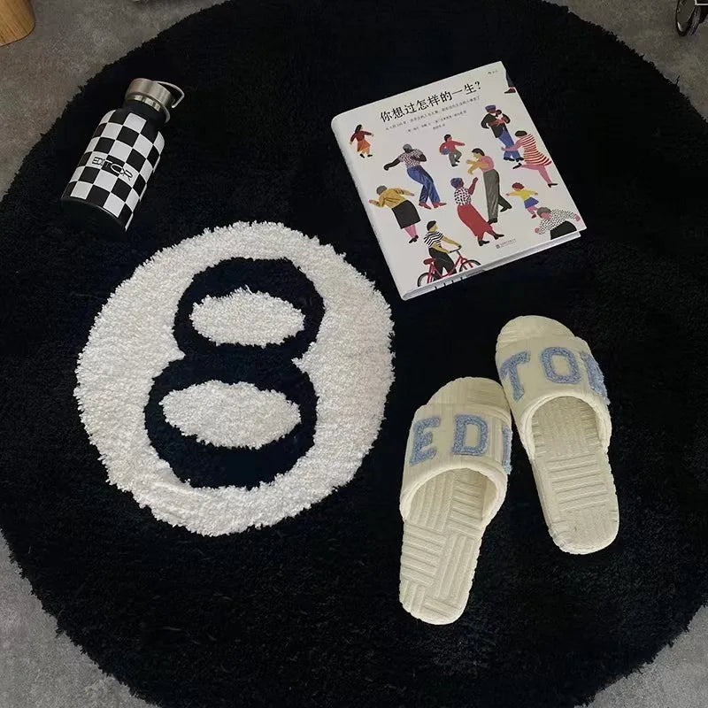 8 Ball Billiards Round Plush Rug β Anti-Slip Soft Carpet for Bedroom or Lounge