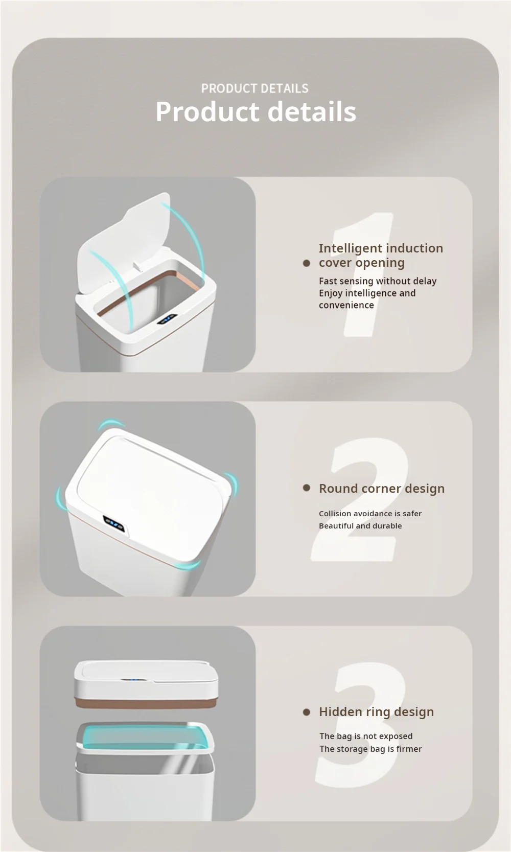 Smart Sensor Bathroom Trash Can – 15L Touchless with Automatic Bagging