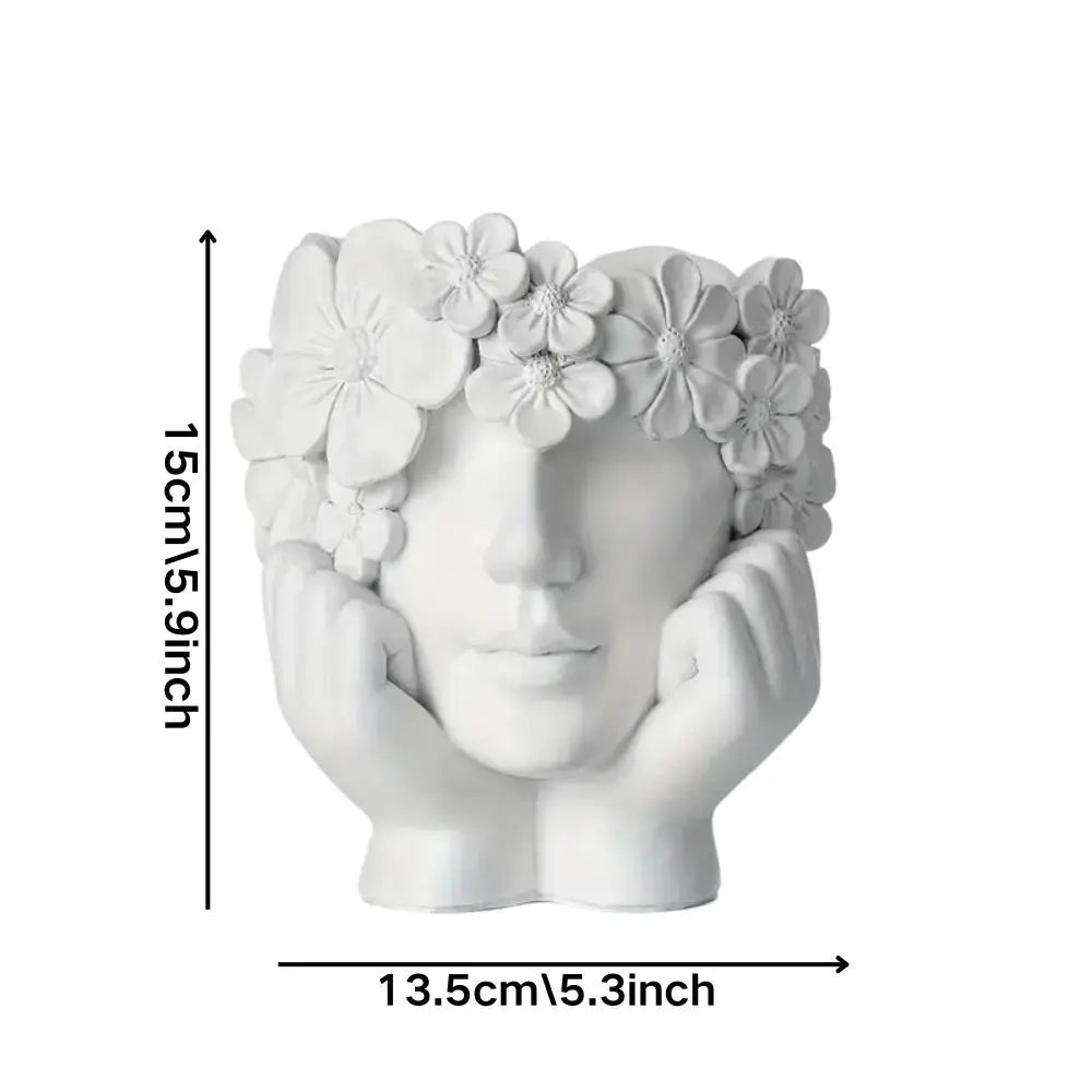 Creative Female Face Resin Flower Pot – Elegant Modern Art Planter for Indoor & Outdoor Decor