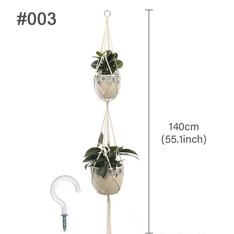 Handmade Macrame Hanging Plant Holder – Boho Flower Pot Hanger for Indoor & Outdoor Decor